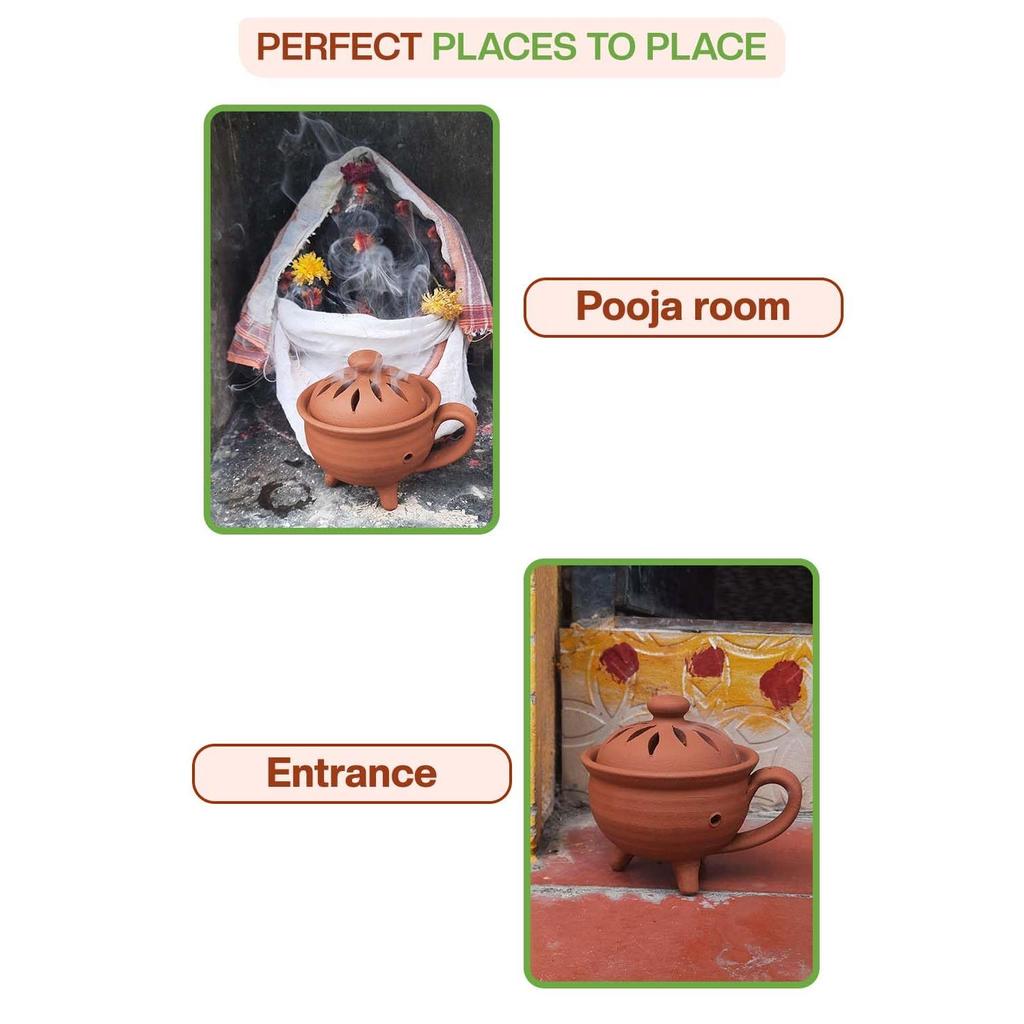 Handcrafted Blue Terracotta Incense Holder – Traditional Dhoop & Cone Burner