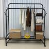 Indoor Double-Rod Floor-Standing Clothes Rack for Balcony or Bedroom
