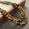 High Quality Vintage 925 Silver Buckle Natural Tiger'S Eye Stone Clavicle Chain Necklace
