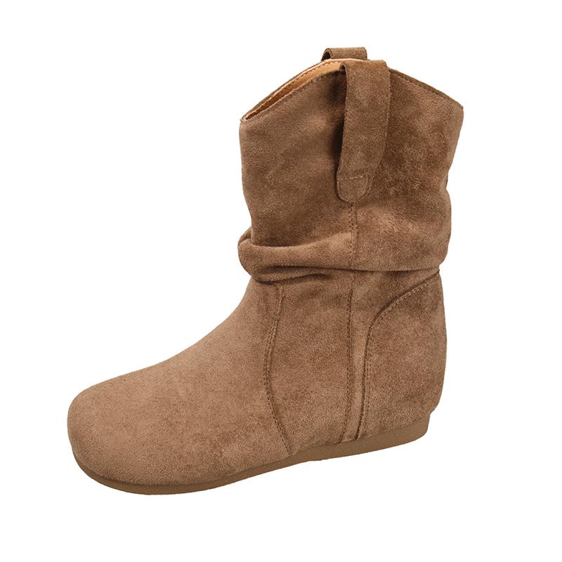 2025 Women's Fashion Suede Boots Outdoor Casual Flat Boots Comfortable Soft Bottom Short Ankle Boot Luxury Slip On Lady Shoes