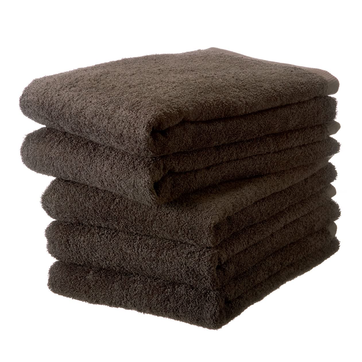 

Set of 5 Large Bath Towels for Hotels, Made in Japan, Senshu Towels (Approx. 70 x 140 cm), Dark Brown