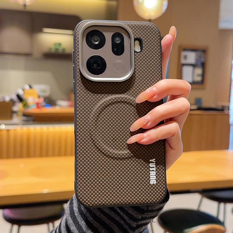 

For OPPO Find X9 Pro X9 Case Magnetic Carbon Fiber Texture PU Leather Cover With Metal Button for Find X 9 Pro OPPO Find X9