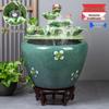 Jingdezhen Goldfish Tank: Floor-Standing Ceramic Water Feature for Balcony, Office, or Living Room.