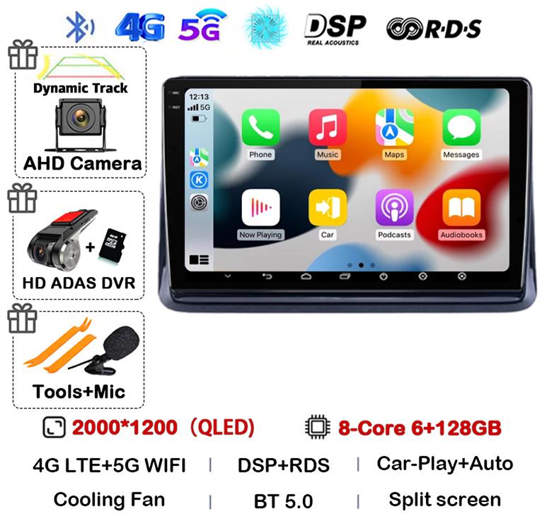 Android14 2din Auto For Toyota Noah Esquire Voxy 2014 2015 2016 -2020 Car Radio Multimedia Player GPS Navigation Support Carplay