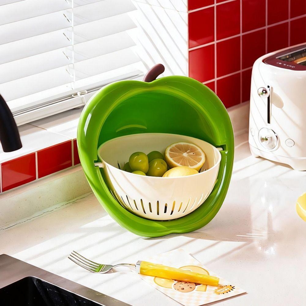 Rotating Vegetable Drain Basket Large Capacity Water-Filtering Basin Food Storage Container  Picnic