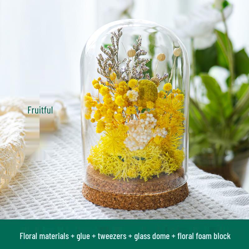 Preserved Flower Glass Dome DIY Kit for Handmade Decoration and Gifts