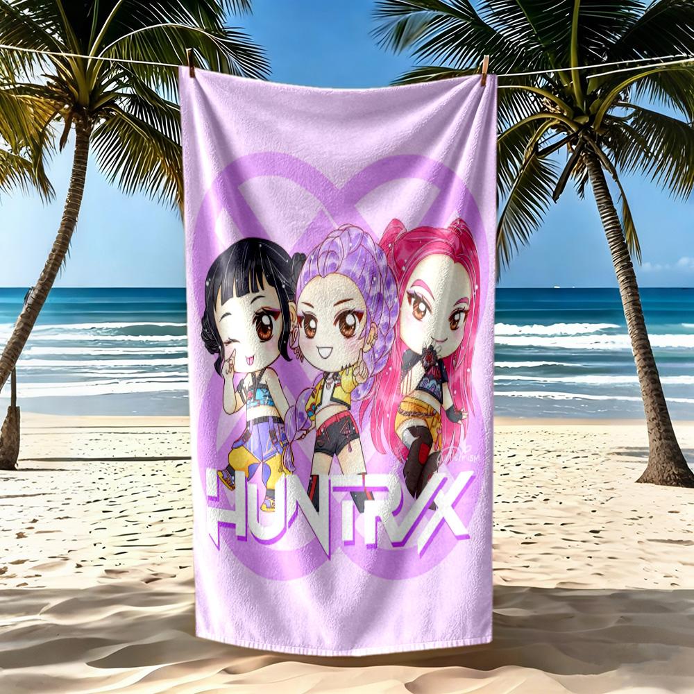 K-pop Demon Hunters Huntrix Beach Towel High Absorbency & Quick-Dry Comfortable Lightweight Suitable for Swimming, Gym, Camping, Yoga Vacation