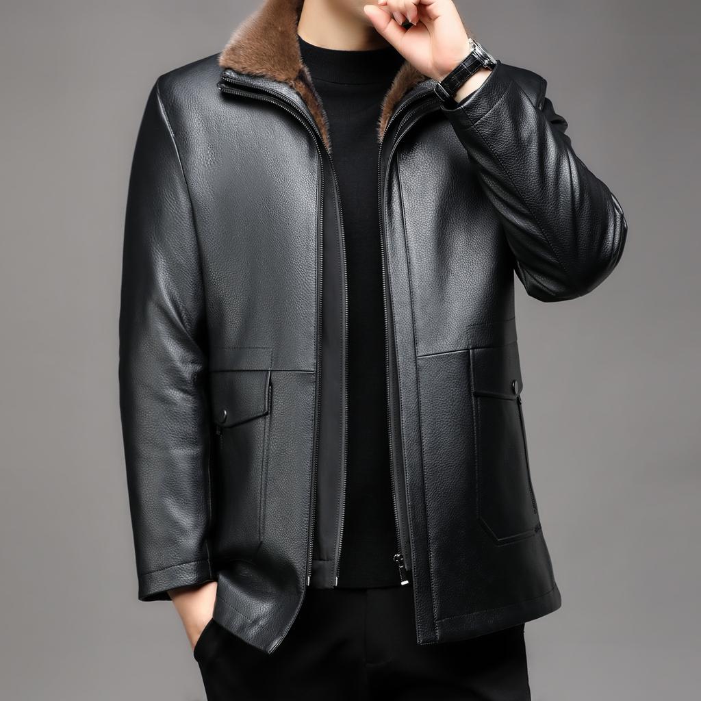 New One Clothes Three Wear Business Casual Nano Mink Take-off Liner Leather Jacket Jacket
