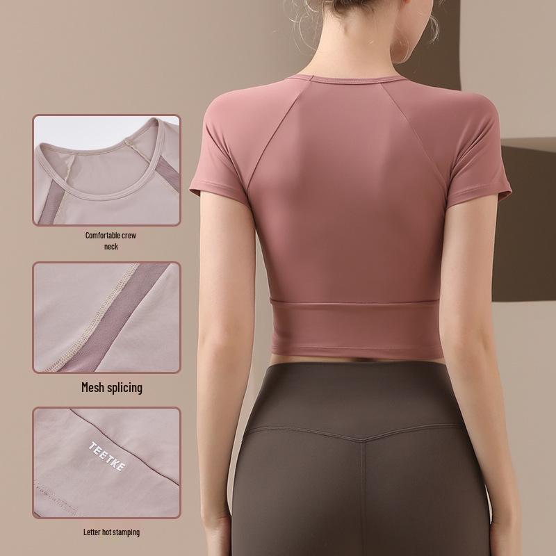 Women's Breathable Mesh Short-Sleeve Yoga & Running T-Shirt