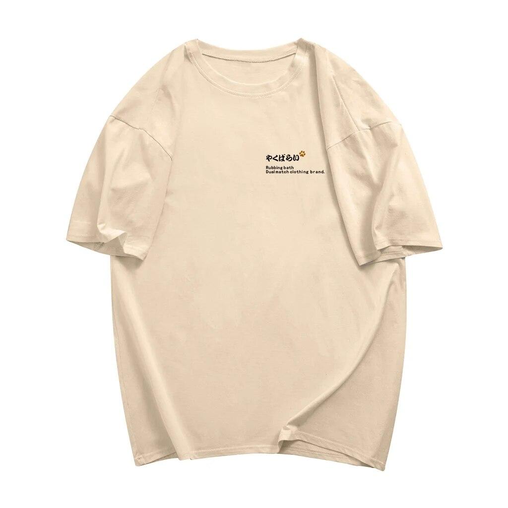 Ekte foto søt katt trykt overdimensjonert ren bomull kvinner pluss T-skjorte rund hals kort t-skjorte