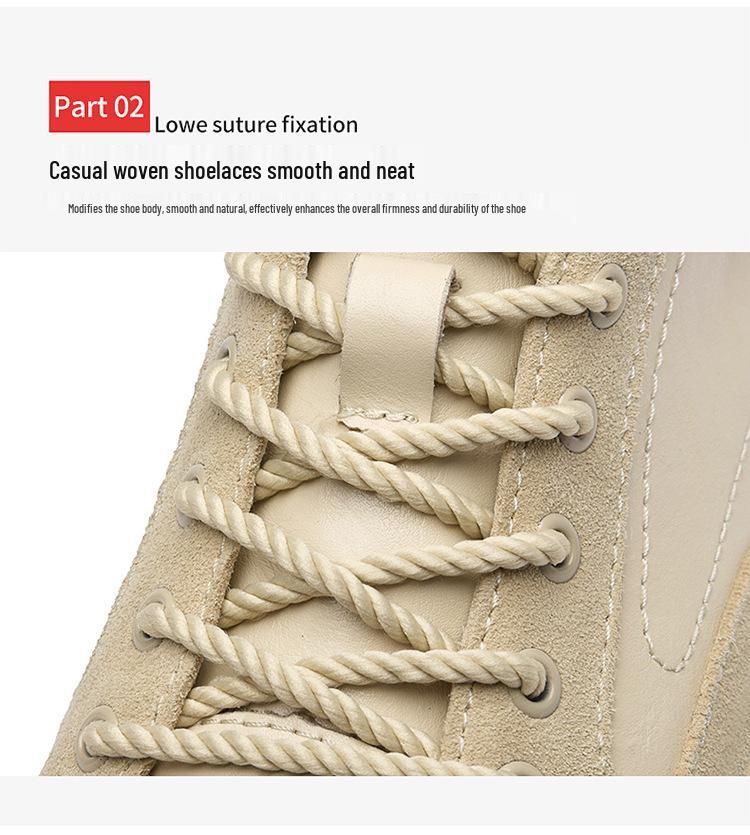 Men's Spring Low-Top Cowhide Sneakers - Fashionable, Large Size, Flat Bottom, White Sports Casual Shoes