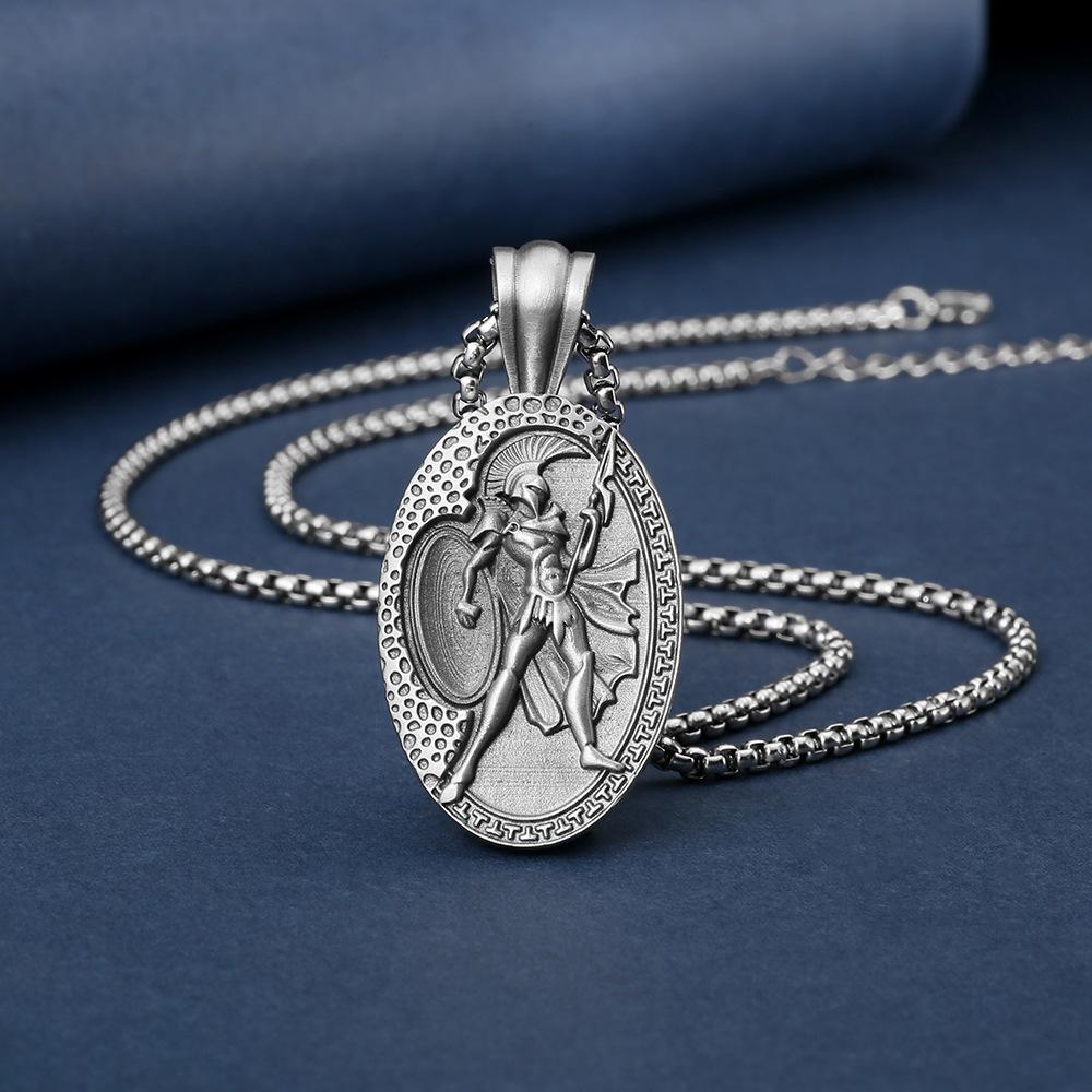 Gladiator Warrior Tag Necklace European and American Popular Vintage Sweater Chain Men's Accessories