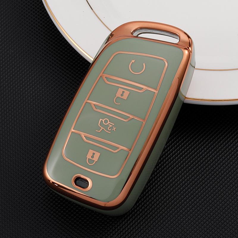 Changan Car Key Case for CS75: Gold-Edged Oshan TPU Key Cover