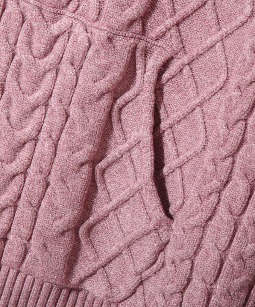 Dimiteulibeullaeg Heavyweight Cable Knit Hoodie_Dusty Pink
