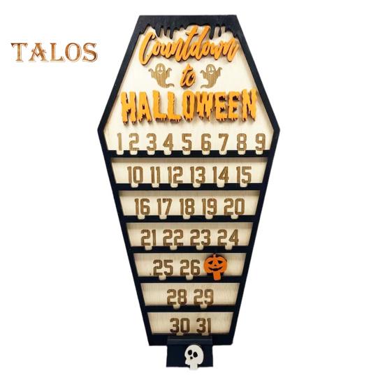 Halloween-Adventskalender, Holz-Countdown bis Halloween-Ornament mit beweglichem Kürbisblock für die Inneneinrichtung