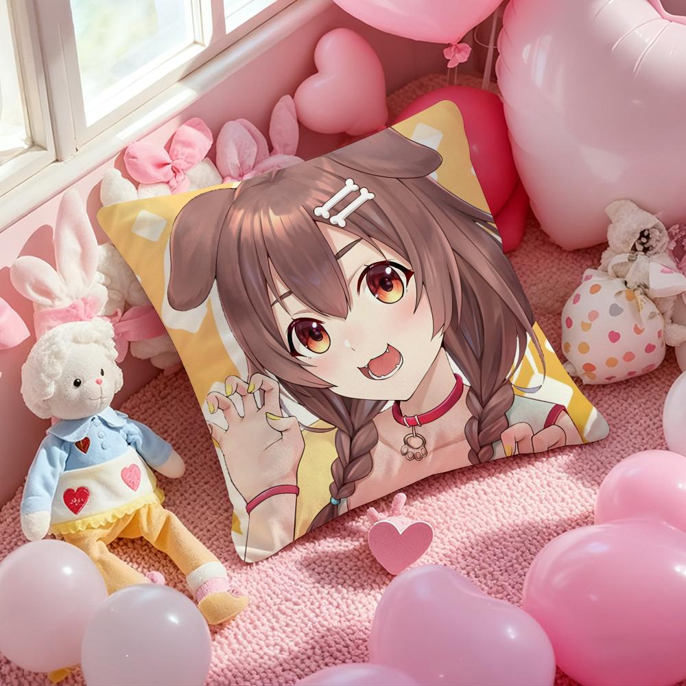 Anime Singer INUGAMI KORONE Cushion Cover Pattern Printed Pillowcase for Living Room Sofa Cushion Cover & Bedroom Decor