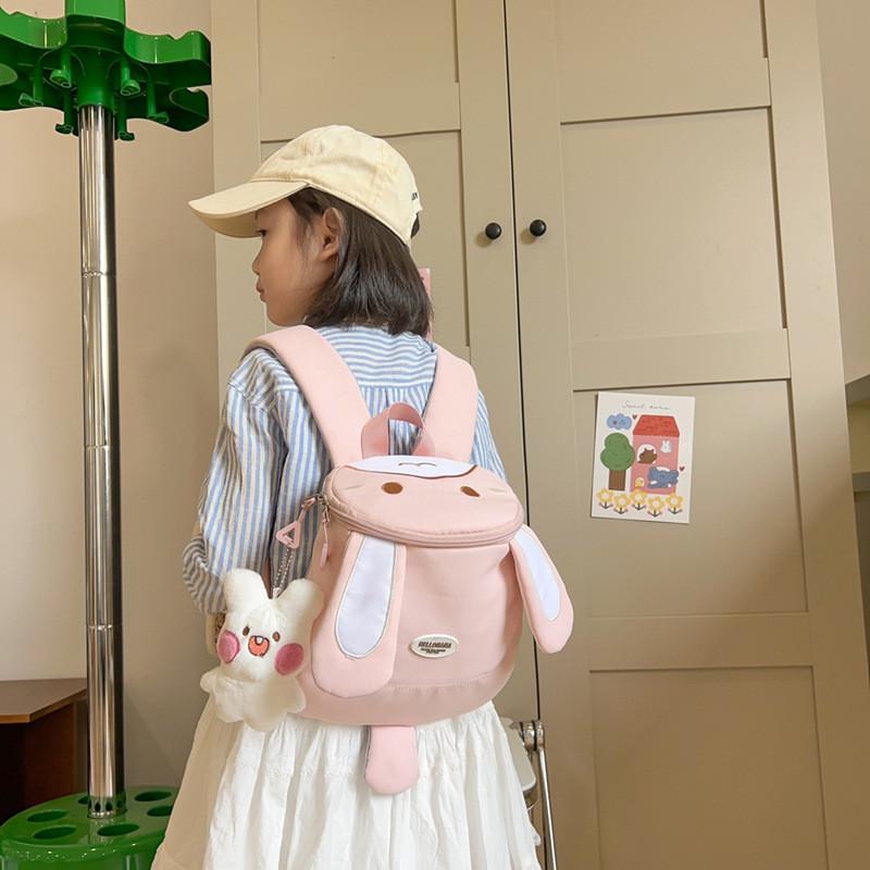 Cartoon Children Double Backpack For Kids With Nylon Material And Comfortable Curved Shoulder Straps For School Use