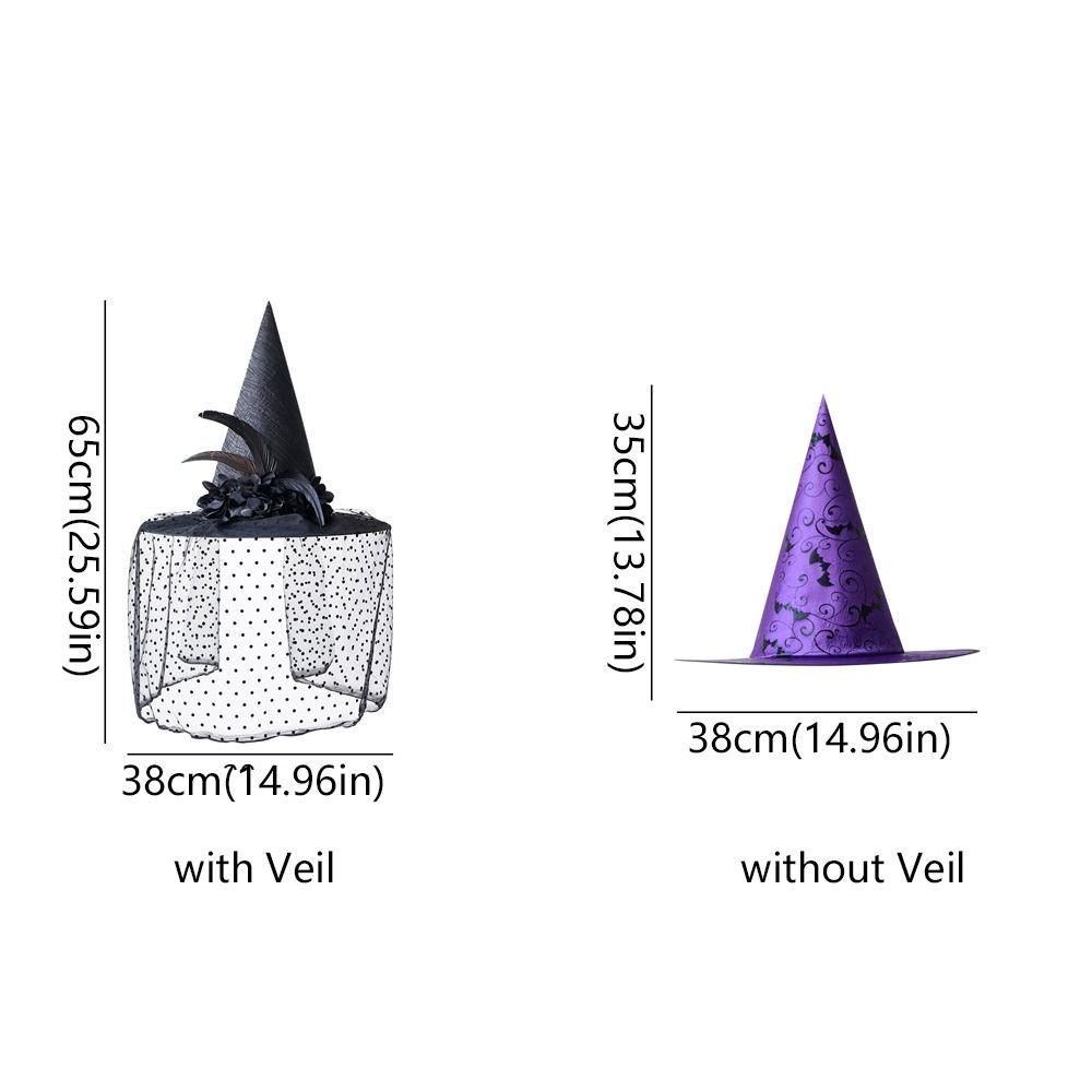 Uniqu Halloween Witch Hat Lace Veils Cosplay Hat Photography Props Wizard Hat  Cosplay Event