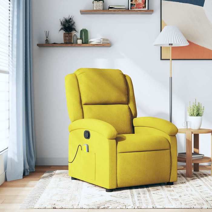 VidaXL Reclining Massage Armchair Yellow Velvet 371815