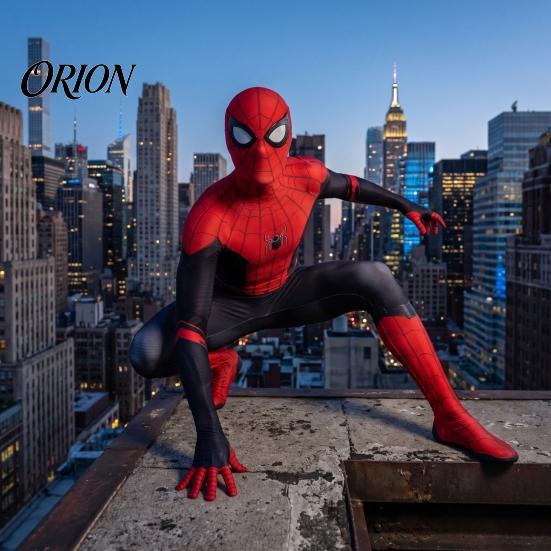 Unisex Superhero Fancy Dress Costume for Kids Adults, Classic Red Blue Zentai Jumpsuit, Halloween Party Suit High Stretch Bodysuit with Mask, Cosplay