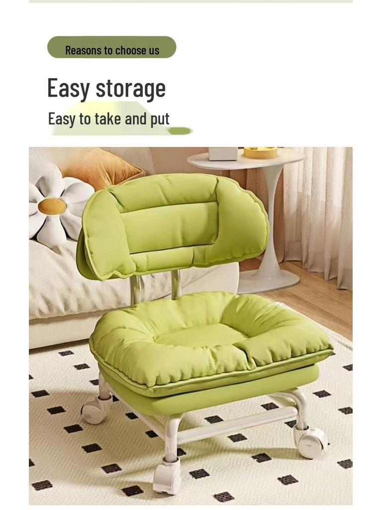 Multi-Functional Soft Padded Chair with Casters: Universal Sofa Chair, Small Stool, and Shoe Changing Seat.