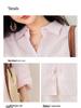 Women's Pink Linen Long Sleeve Shirt Jacket - Loose Fit, Cotton Blend