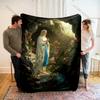 1PC Prayer To Our Lady Pink Roses Print Blanket Warm Soft Fluffy Kids and Adult Sofa Bed Throw Blanket Outdoor Travel Camping RV