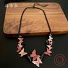 New Irregular Red Butterfly Alloy Necklace, Stylish and Cute Butterfly Ladies Versatile Gun Black Necklace