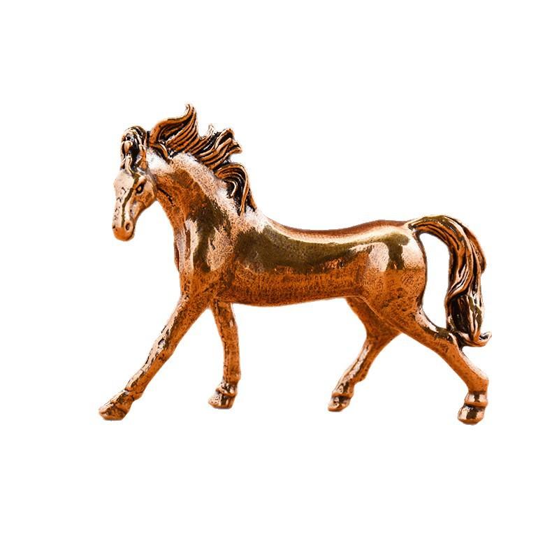 Brass Horse Step On Coins Lucky Statue Feng Shui Desk Ornament Zodiac Animal Figurines Miniatures Pure Copper Crafts Collections