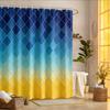 Mosaic Shower Curtain 180x180cm – Vibrant Stained Glass Blue, Modern Art Bathroom Decor Gift, 12 Hooks