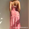 Sexy nightdress rose print underwear women's pajamas thong two-piece set European and American