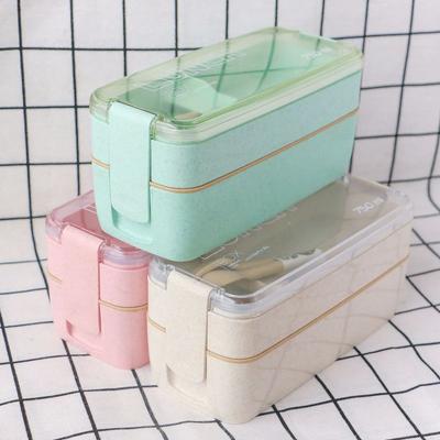 Küche 750ml Mikrowellen-Lunchbox Weizenstroh Geschirr Lebensmittelaufbewahrungsbehälter Kinder Kinder Schule Büro Tragbare Bento-Box