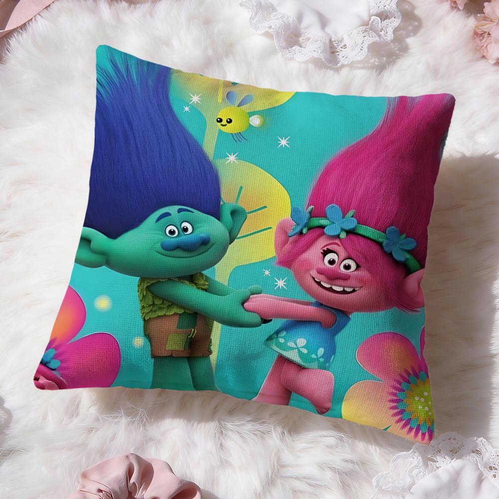 Trolls cute Cushion Cover Premium Comfort Reversible Pillow Cove -Two in One Design for Any Room & Car Interior