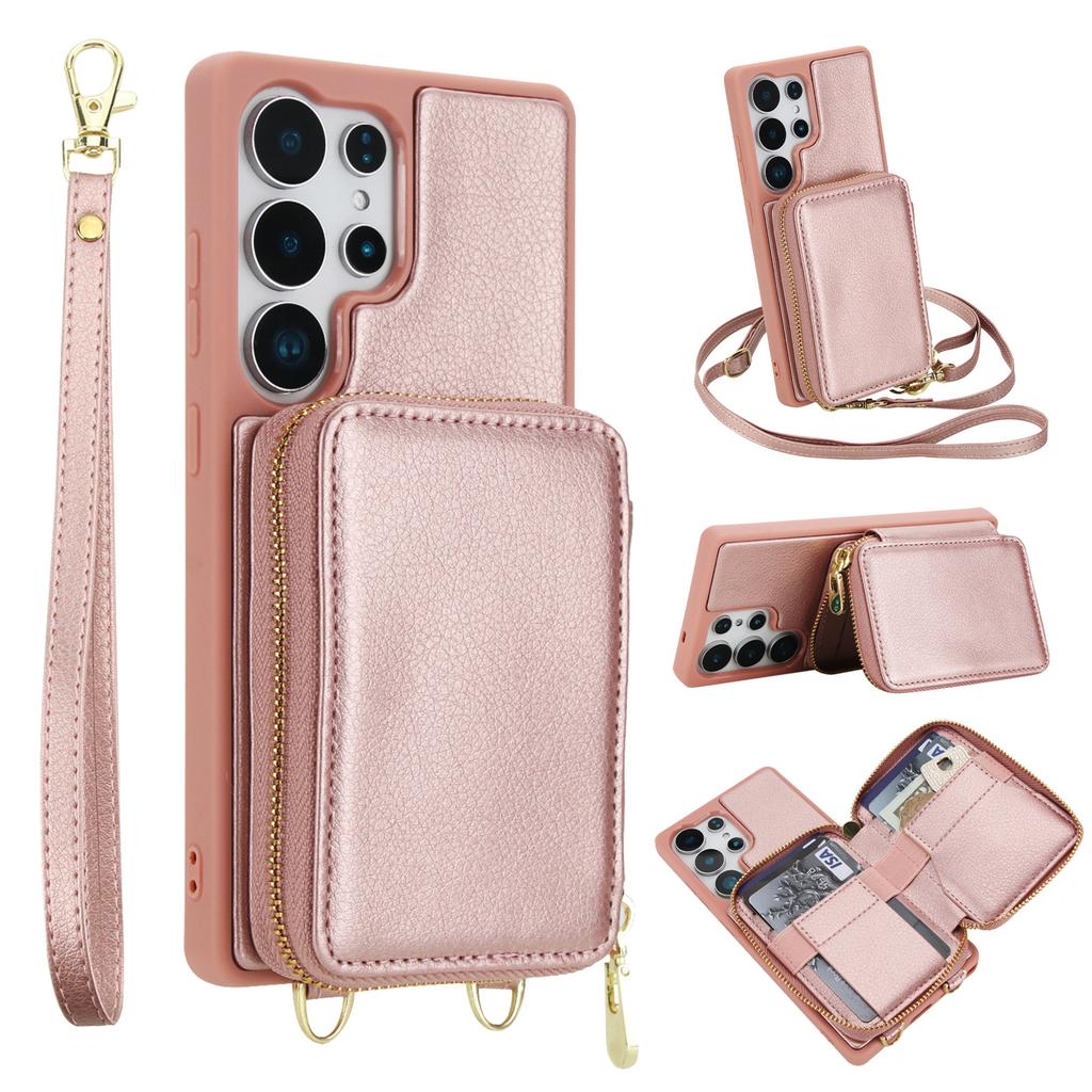 Samsung S25 Ultra Multi Function Leather Case A16 Card Phone Case Crossbody Zipper Mobile Phone Case
