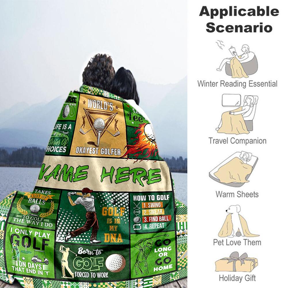 Golf06 Personalized Text Blanket Cozy Personalized Blanket Soft & Cozy Suitable for Living Room Bed Sofa Office Four Seasons Multipurpose