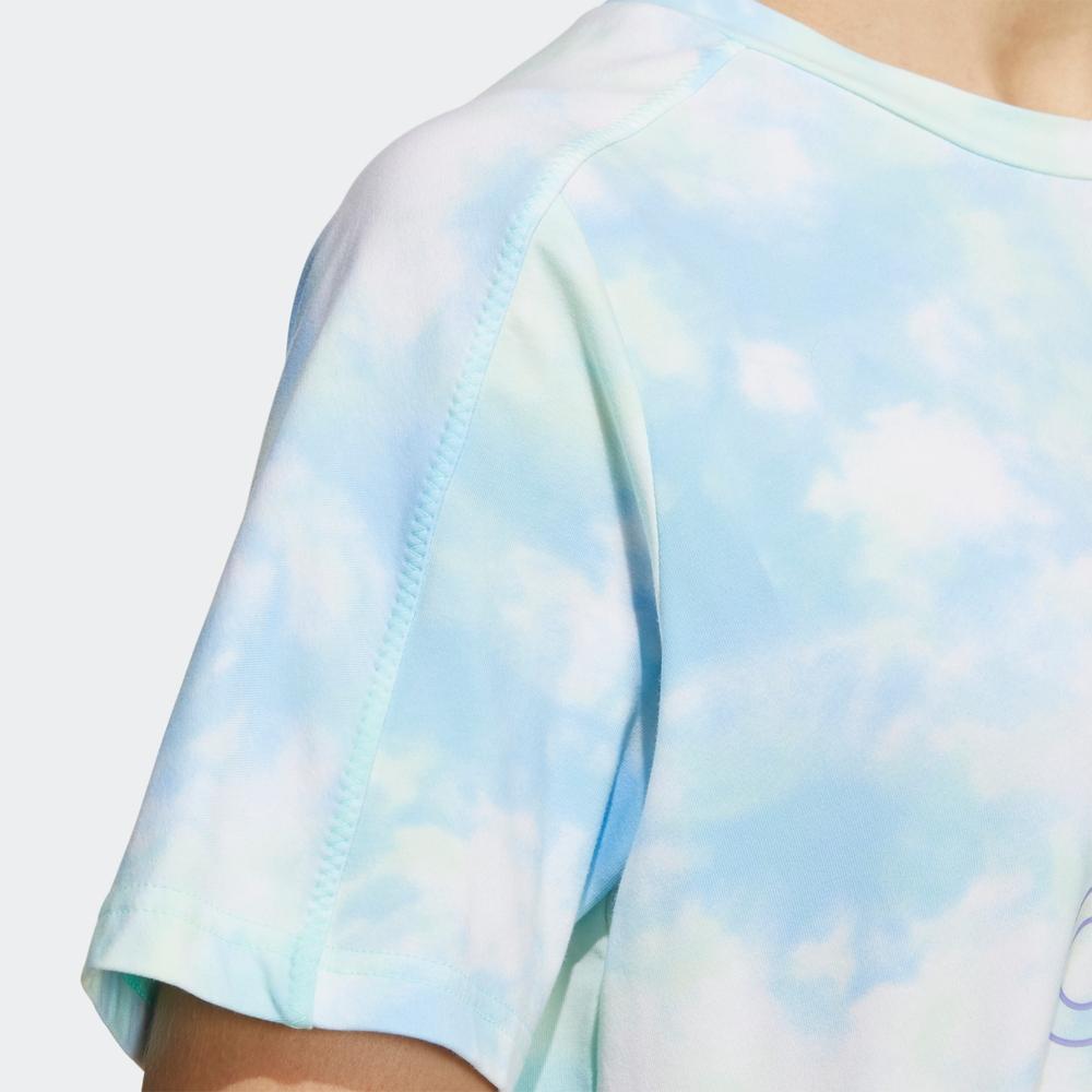 adidas Tie-Dye Logo Crew Neck T-Shirt Women Tops Blue HF2488