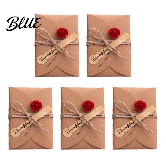 Romantic Sunflower Rose Greeting Cards 5Pcs DIY Dried Flower Cards, Handmade Note with Artificial Flowers, Jute Twine Personalized Message Flowers