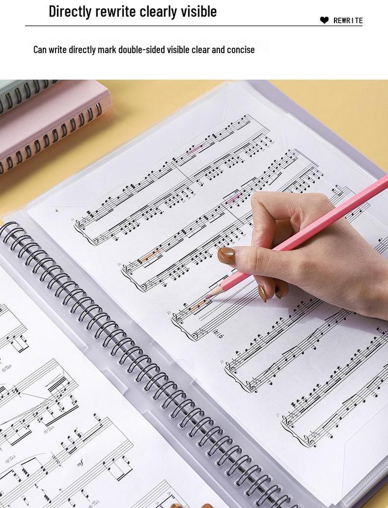 Morandi Non-Reflective A4 Piano Sheet Music Folder with Clip