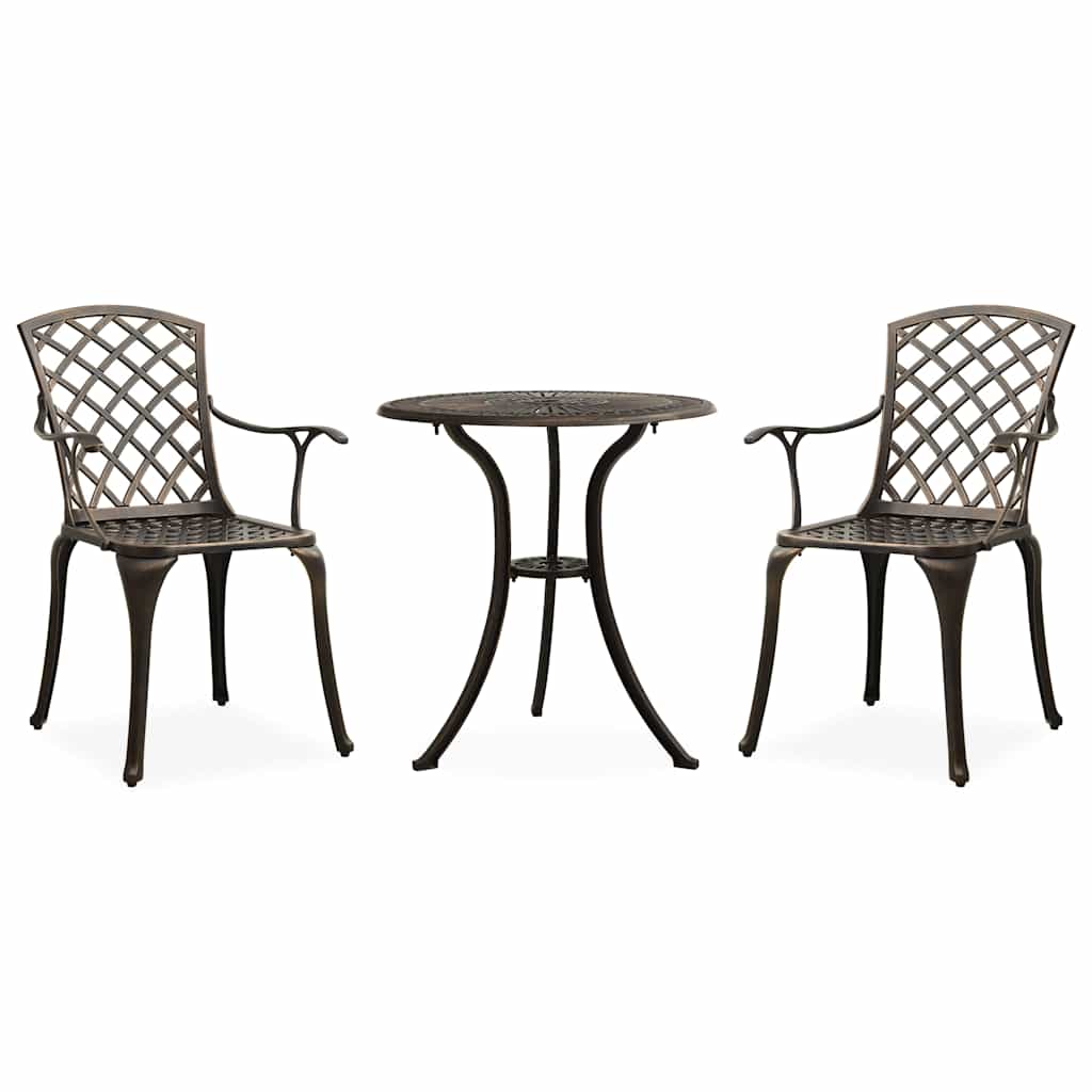 vidaXL 3-tlg. Bistro-Set Aluminiumguss Bronzen braun