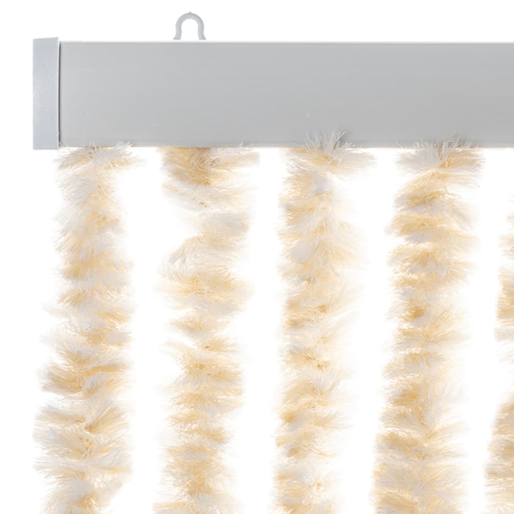 Fly Screen Curtain Beige and White 100 X 200 Cm Chenille