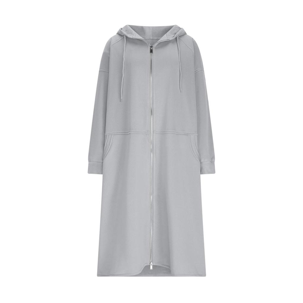 Women's Fashionable Solid Color Long Sleeved Pocket Casual Hoodie Jacket