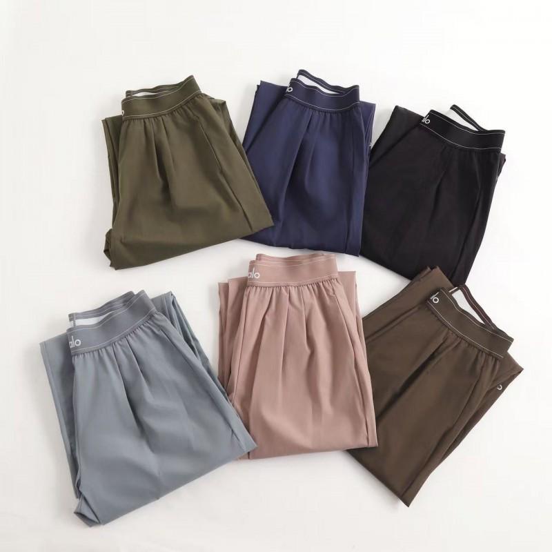 High-Waisted Wide-Leg Straight Trousers Women - Stretchy Nylon Tailored Pants Elegant Casual Office Wear
