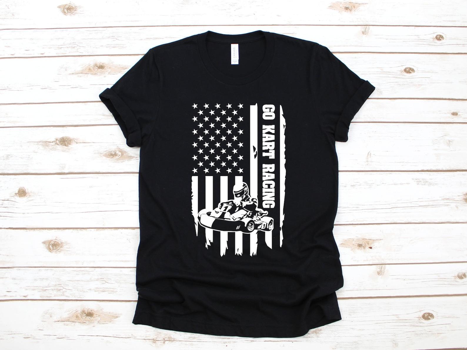 Go Kart Racing T-Shirt, USA American Flag Go Kart Shirt, Go Kart Racer Tank Top, T-shirt, T-shirt,T-shirt S
