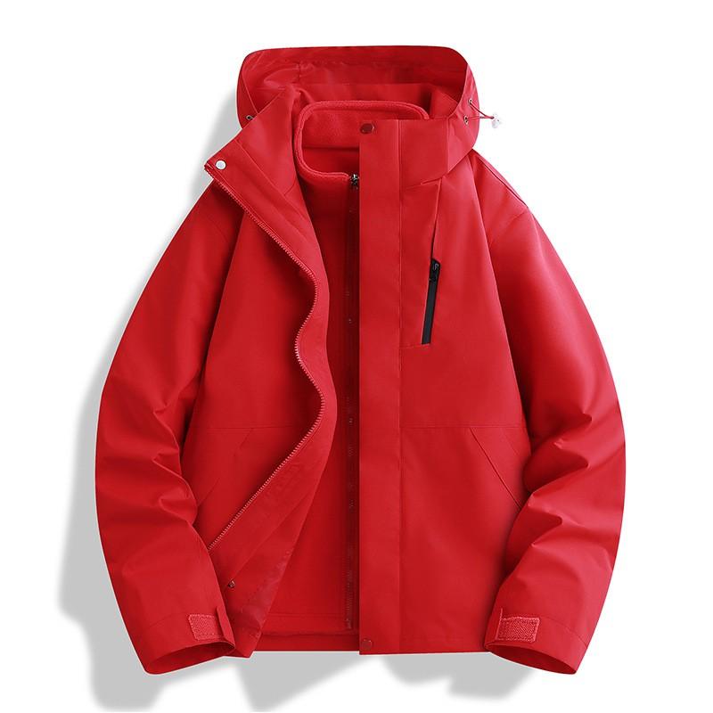 Couple 3-in-1 Waterproof Jacket Solid Color Outdoor Casual Sport Coat Men Women