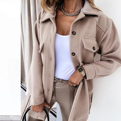 Giacca da ufficio con risvolto Donna Autunno Inverno Casual Manica lunga Donna Top Coat Moda Camicia da lavoro Giacche