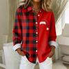 Damen Hemd Bluse Weihnachtsdruck Knopf Langarm Casual Basic Hemdkragen Normales Oberteil