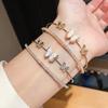 Sparkling Luxury Elegant Bow Butterfly Women's Double-layer Opening Bracelet For Daily Wear Party Wedding Jewelry Accessories