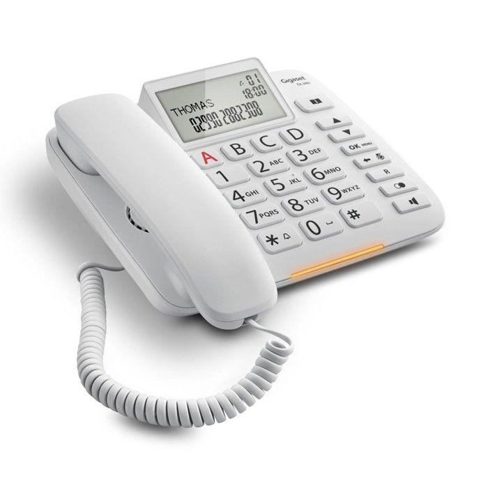 Téléphone Fixe Gigaset Dl380 Blanc - Capacité Répertoire 99 - Téléphone Filaire