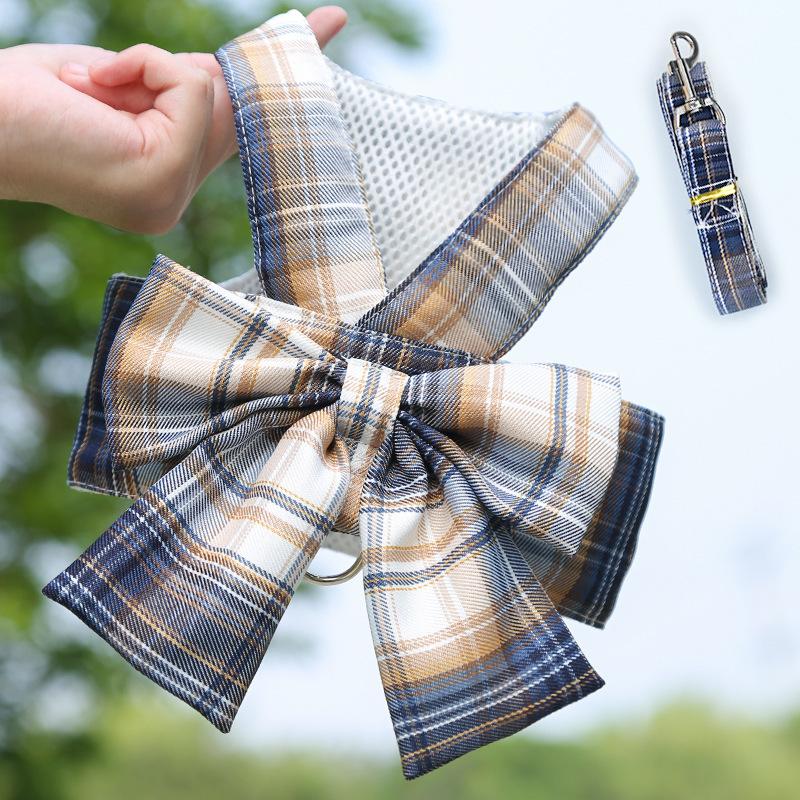 Pet dog cat JK vest leash teddy clothes than panda skirt dog chest strap walking dog leash supplies