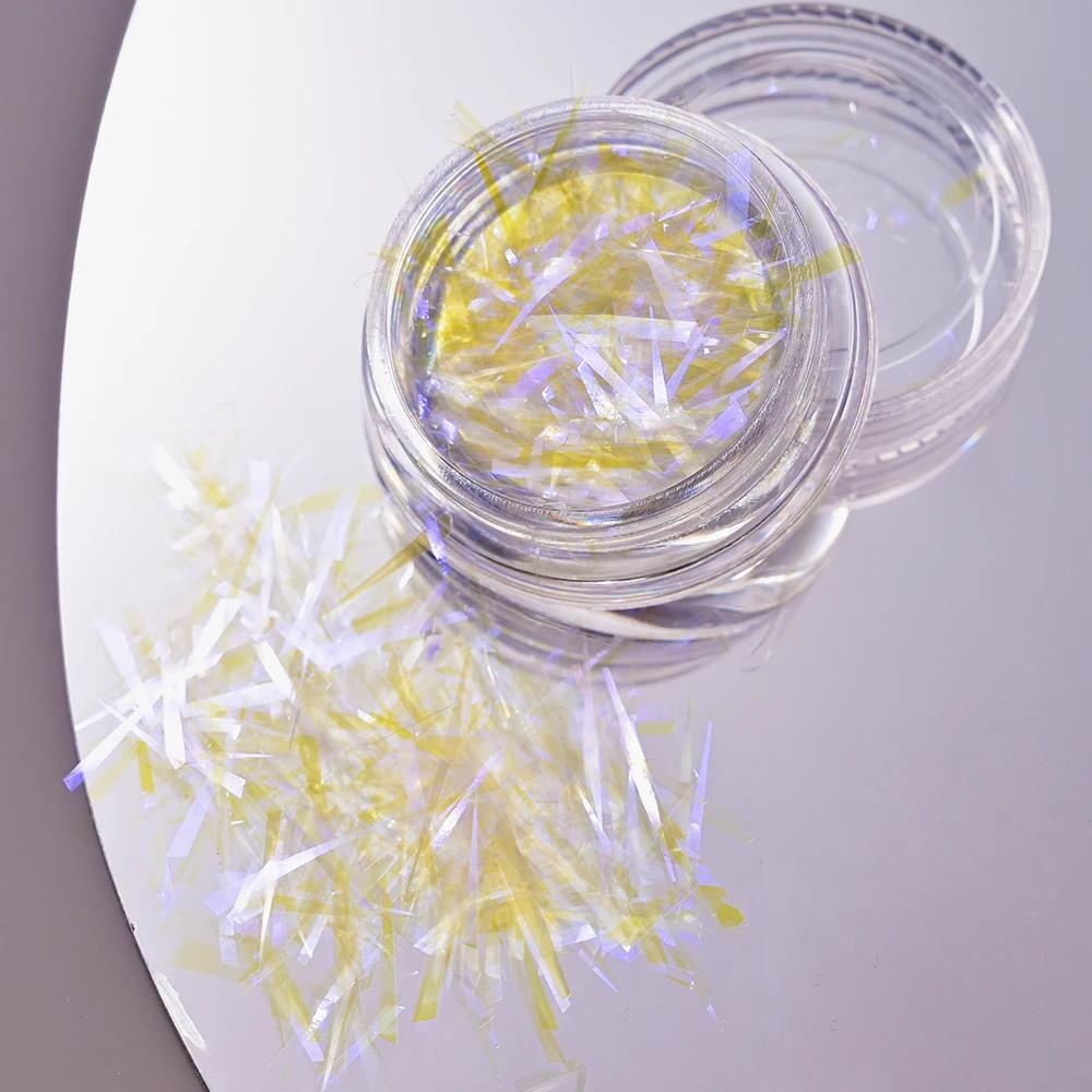 

1 коробка нерегулярных голографических битых стеклянных бумажных наклеек на ногти с фольгой «Аврора» с градиентными лазерными хлопьями, наклейка «сделай сам» аксессуары для маникюра Deco